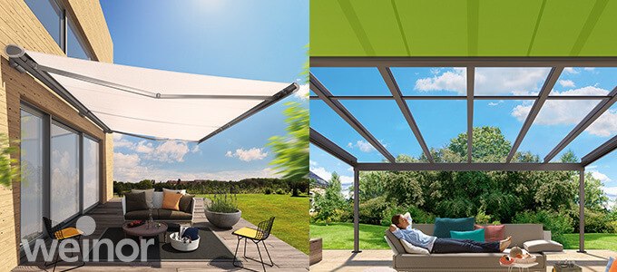 Collage Terrassendach und Markise von weinor